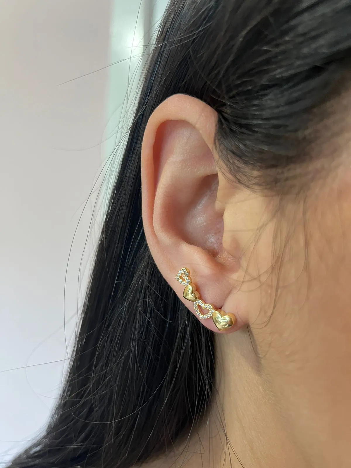 Brinco Ear Cuff Corações