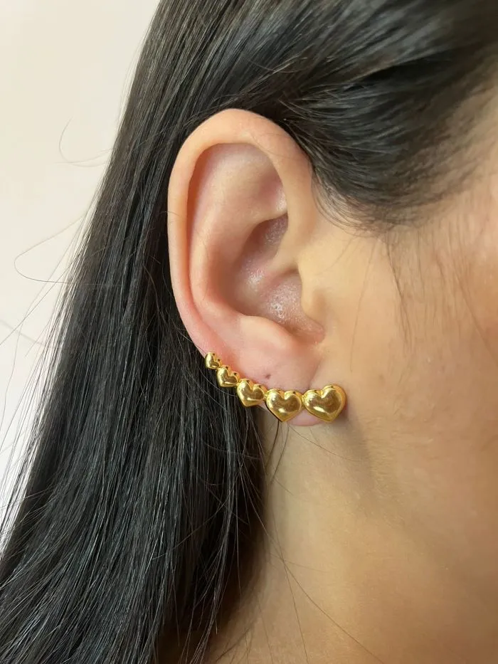 Brinco Ear Cuff Corações